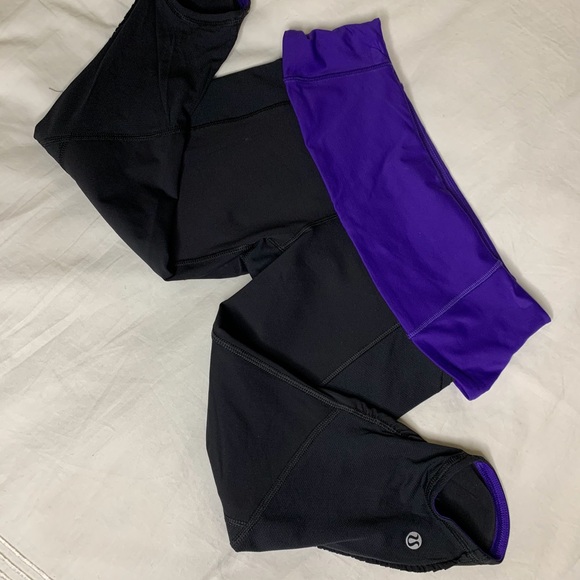 lululemon athletica Pants - Lululemon Run Crop Size 4 Royal Purple/Black D15